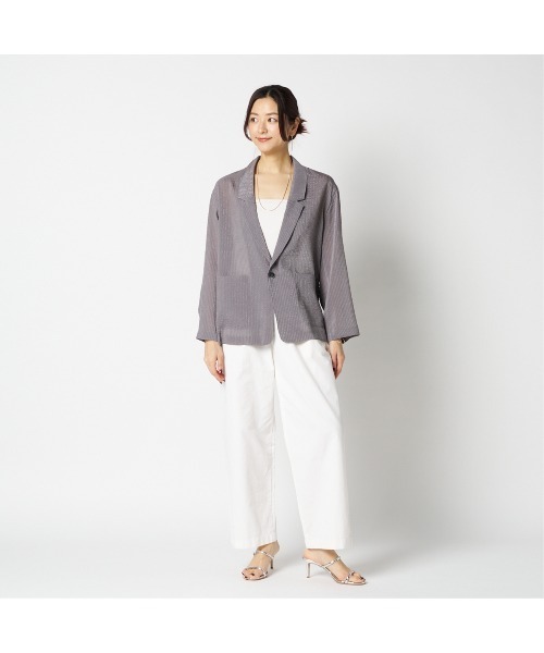 HELIOPOLE（エリオポール）の「SHEER DOBBY STRIPE JACKET（テーラードジャケット・レディース・グレー/ブラック・36/38）」の15枚目の写真