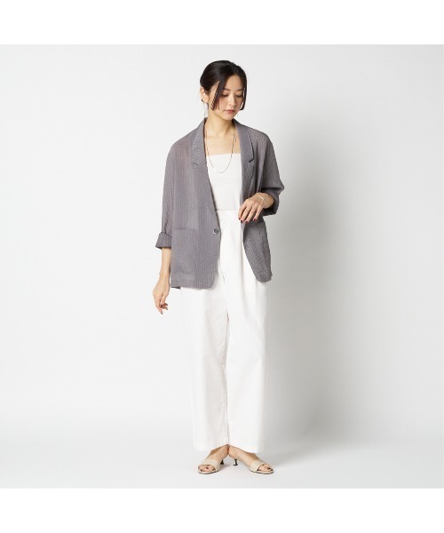 HELIOPOLE（エリオポール）の「SHEER DOBBY STRIPE JACKET（テーラードジャケット・レディース・グレー/ブラック・36/38）」の16枚目の写真