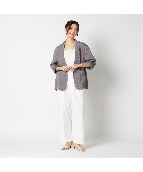 HELIOPOLE（エリオポール）の「SHEER DOBBY STRIPE JACKET（テーラードジャケット・レディース・グレー/ブラック・36/38）」の17枚目の写真