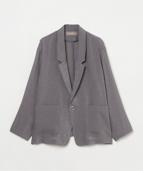 HELIOPOLE（エリオポール）の「SHEER DOBBY STRIPE JACKET（テーラードジャケット・レディース・グレー/ブラック・36/38）」の4枚目の写真