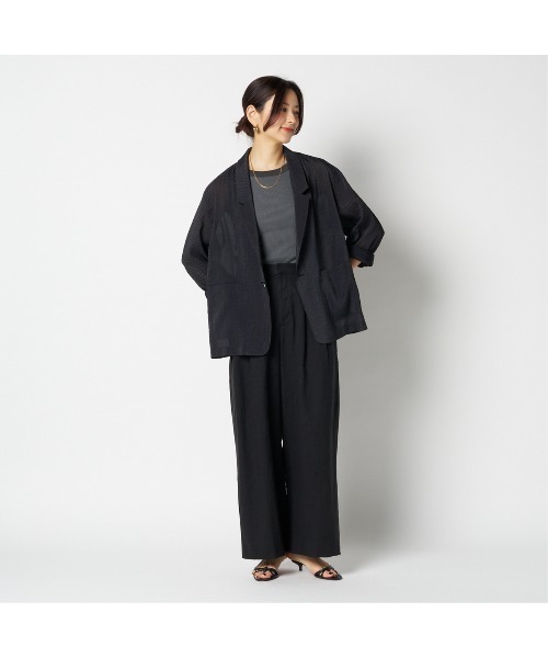HELIOPOLE（エリオポール）の「SHEER DOBBY STRIPE JACKET（テーラードジャケット・レディース・グレー/ブラック・36/38）」の19枚目の写真