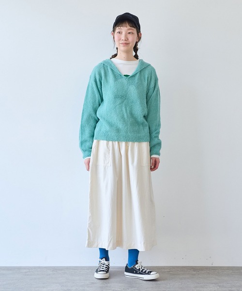 bulle de savon(ビュルデサボン)の「モールスキン ベイカースカート(スカート・レディース・ダークブラウン/アイボリー/ネイビー・FREE)」の10枚目の写真