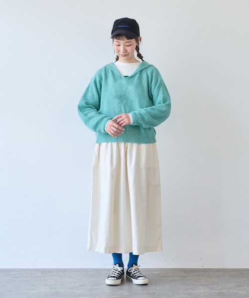 bulle de savon(ビュルデサボン)の「モールスキン ベイカースカート(スカート・レディース・ダークブラウン/アイボリー/ネイビー・FREE)」の11枚目の写真