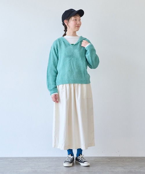 bulle de savon(ビュルデサボン)の「モールスキン ベイカースカート(スカート・レディース・ダークブラウン/アイボリー/ネイビー・FREE)」の12枚目の写真