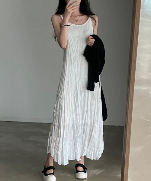 FREE STYLISTS（フリー スタイリスト）の「YUGA_YGMC　　Korean-style  Camisole summer dress（ワンピース・レディース・ホワイト/ブラック・FREE）」の4枚目の写真