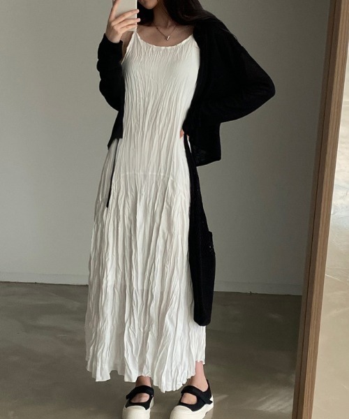 FREE STYLISTS（フリー スタイリスト）の「YUGA_YGMC　　Korean-style  Camisole summer dress（ワンピース・レディース・ホワイト/ブラック・FREE）」の5枚目の写真