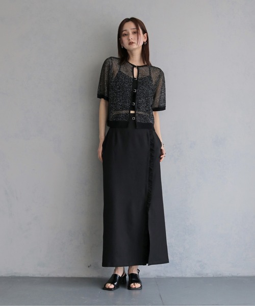 &g'aime(アンジェム)の「【&g'aime 】ラッフルラインスカート Ruffle Line Skirt(スカート・レディース・ブラック/グレー・FREE)」の9枚目の写真
