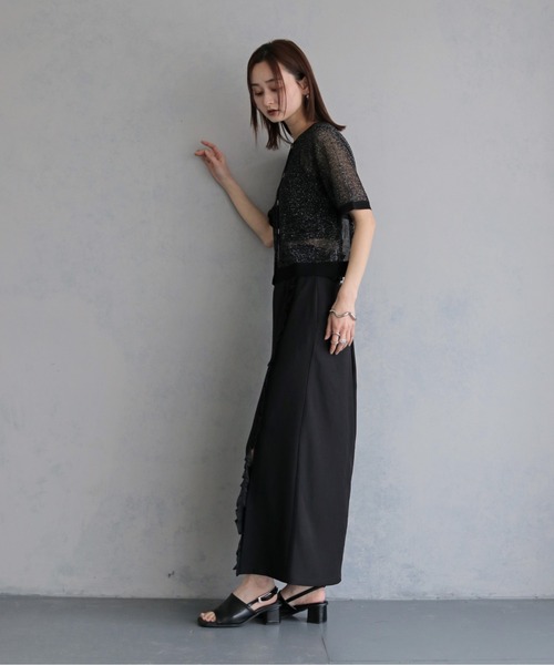 &g'aime(アンジェム)の「【&g'aime 】ラッフルラインスカート Ruffle Line Skirt(スカート・レディース・ブラック/グレー・FREE)」の11枚目の写真