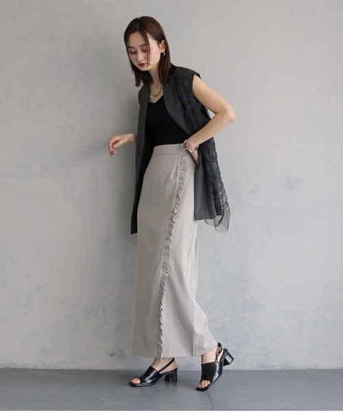 &g'aime(アンジェム)の「【&g'aime 】ラッフルラインスカート Ruffle Line Skirt(スカート・レディース・ブラック/グレー・FREE)」の22枚目の写真
