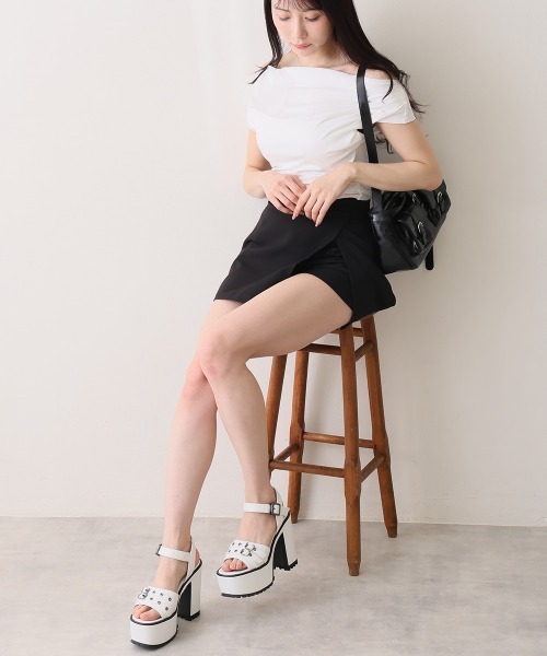 DEMETER（デメテル）の「厚底 タンクソール ベルトデザイン アンクルストラップサンダル（サンダル・レディース・ブラック/ホワイト・S/M/L/LL）」の11枚目の写真
