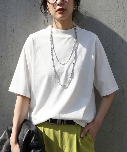 antiqua(アンティカ)の「綿100 接触冷感 UVカット Tシャツ(Tシャツ/カットソー・レディース・ホワイト/ブラック・P/R)」の1枚目の写真