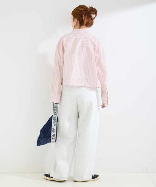 B.C STOCK(ベーセーストック)の「ウォッシャブル / クロップ丈ドロストシャツ(シャツ/ブラウス・レディース・ライトグレー/ピンク系その他/ブルー・FREE)」の7枚目の写真