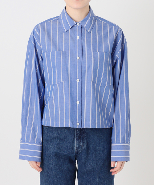 B.C STOCK(ベーセーストック)の「ウォッシャブル / クロップ丈ドロストシャツ(シャツ/ブラウス・レディース・ライトグレー/ピンク系その他/ブルー・FREE)」の11枚目の写真