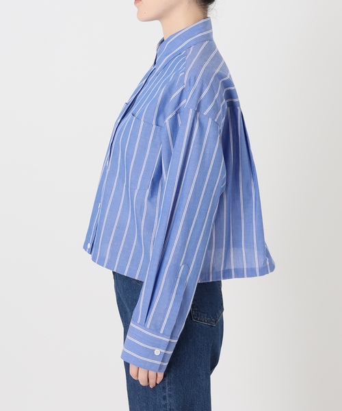 B.C STOCK(ベーセーストック)の「ウォッシャブル / クロップ丈ドロストシャツ(シャツ/ブラウス・レディース・ライトグレー/ピンク系その他/ブルー・FREE)」の12枚目の写真