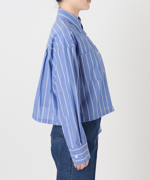 B.C STOCK(ベーセーストック)の「ウォッシャブル / クロップ丈ドロストシャツ(シャツ/ブラウス・レディース・ライトグレー/ピンク系その他/ブルー・FREE)」の14枚目の写真