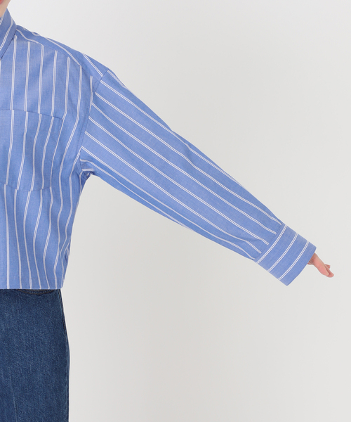 B.C STOCK(ベーセーストック)の「ウォッシャブル / クロップ丈ドロストシャツ(シャツ/ブラウス・レディース・ライトグレー/ピンク系その他/ブルー・FREE)」の15枚目の写真