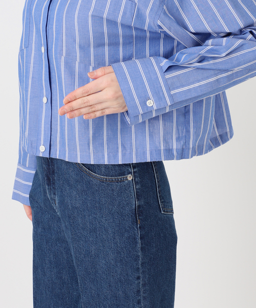 B.C STOCK(ベーセーストック)の「ウォッシャブル / クロップ丈ドロストシャツ(シャツ/ブラウス・レディース・ライトグレー/ピンク系その他/ブルー・FREE)」の16枚目の写真