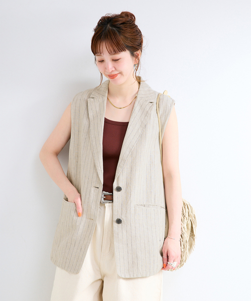 フレンチビンテージ ジレ ベスト 20s セール】《追加》手洗い可 / フレンチリネンジレ（ベスト）｜B.C STOCK