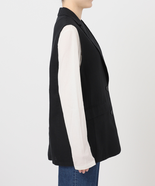 B.C STOCK（ベーセーストック）の「《追加》手洗い可 / フレンチリネンジレ（ベスト・レディース・ベージュ/ブラック/ブラウン・FREE）」の12枚目の写真