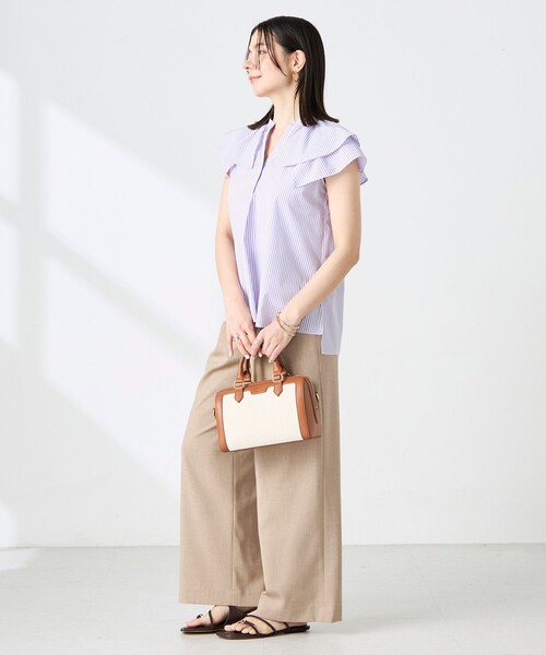 NOLLEY’S(ノーリーズ)の「ウォッシャブルダブルフリルキーネックブラウス(シャツ/ブラウス・レディース・ブルー系その他3/チャコールグレー/パープル系その他3・38)」の5枚目の写真