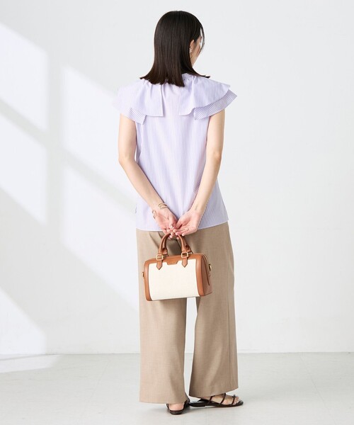 NOLLEY’S(ノーリーズ)の「ウォッシャブルダブルフリルキーネックブラウス(シャツ/ブラウス・レディース・ブルー系その他3/チャコールグレー/パープル系その他3・38)」の6枚目の写真