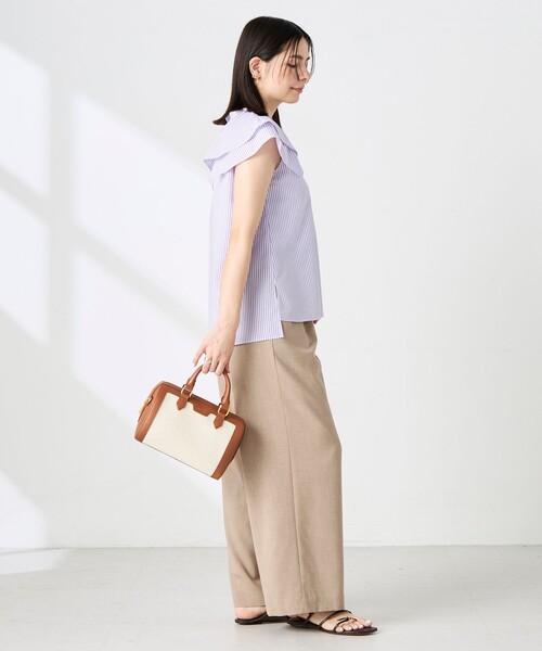NOLLEY’S(ノーリーズ)の「ウォッシャブルダブルフリルキーネックブラウス(シャツ/ブラウス・レディース・ブルー系その他3/チャコールグレー/パープル系その他3・38)」の7枚目の写真