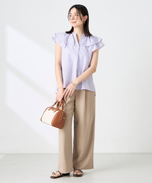 NOLLEY’S(ノーリーズ)の「ウォッシャブルダブルフリルキーネックブラウス(シャツ/ブラウス・レディース・ブルー系その他3/チャコールグレー/パープル系その他3・38)」の8枚目の写真