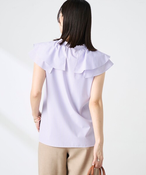 NOLLEY’S(ノーリーズ)の「ウォッシャブルダブルフリルキーネックブラウス(シャツ/ブラウス・レディース・ブルー系その他3/チャコールグレー/パープル系その他3・38)」の10枚目の写真