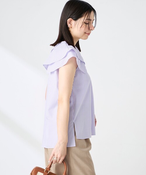 NOLLEY’S(ノーリーズ)の「ウォッシャブルダブルフリルキーネックブラウス(シャツ/ブラウス・レディース・ブルー系その他3/チャコールグレー/パープル系その他3・38)」の11枚目の写真