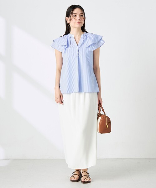 NOLLEY’S(ノーリーズ)の「ウォッシャブルダブルフリルキーネックブラウス(シャツ/ブラウス・レディース・ブルー系その他3/チャコールグレー/パープル系その他3・38)」の13枚目の写真