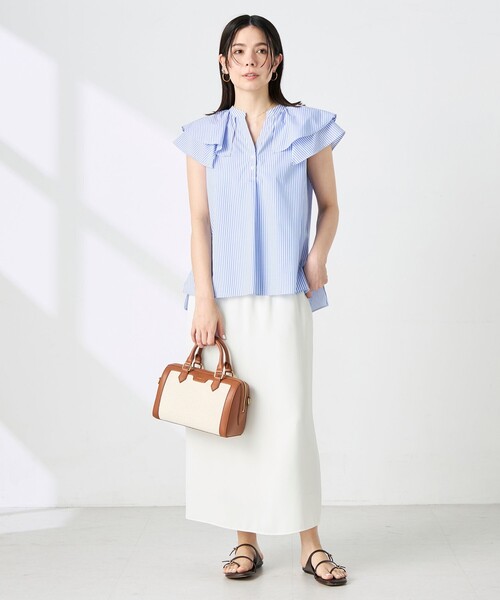 NOLLEY’S(ノーリーズ)の「ウォッシャブルダブルフリルキーネックブラウス(シャツ/ブラウス・レディース・ブルー系その他3/チャコールグレー/パープル系その他3・38)」の14枚目の写真