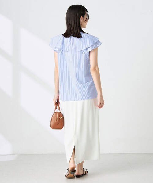 NOLLEY’S(ノーリーズ)の「ウォッシャブルダブルフリルキーネックブラウス(シャツ/ブラウス・レディース・ブルー系その他3/チャコールグレー/パープル系その他3・38)」の18枚目の写真