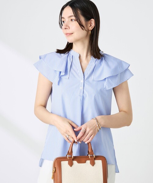NOLLEY’S(ノーリーズ)の「ウォッシャブルダブルフリルキーネックブラウス(シャツ/ブラウス・レディース・ブルー系その他3/チャコールグレー/パープル系その他3・38)」の20枚目の写真
