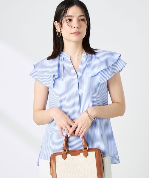 NOLLEY’S(ノーリーズ)の「ウォッシャブルダブルフリルキーネックブラウス(シャツ/ブラウス・レディース・ブルー系その他3/チャコールグレー/パープル系その他3・38)」の21枚目の写真