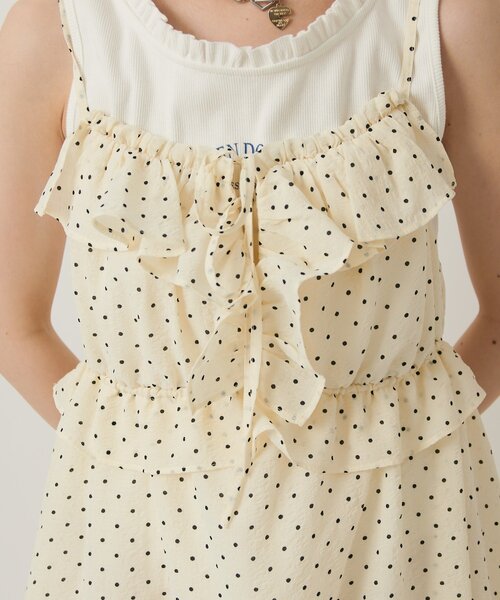 w closet(ダブルクローゼット)の「【無地/ドット柄】【4色展開】バルーンミニキャミワンピース(ワンピース・レディース・イエロー/アイボリー/オフホワイト/ブラック系その他・FREE)」の7枚目の写真