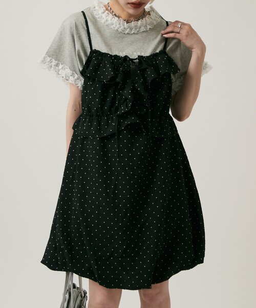 w closet(ダブルクローゼット)の「【無地/ドット柄】【4色展開】バルーンミニキャミワンピース(ワンピース・レディース・イエロー/アイボリー/オフホワイト/ブラック系その他・FREE)」の17枚目の写真