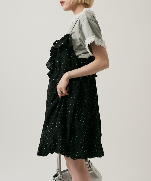 w closet(ダブルクローゼット)の「【無地/ドット柄】【4色展開】バルーンミニキャミワンピース(ワンピース・レディース・イエロー/アイボリー/オフホワイト/ブラック系その他・FREE)」の18枚目の写真
