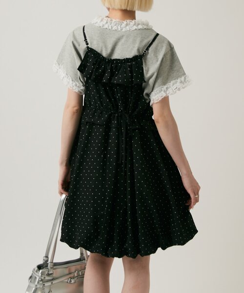 w closet(ダブルクローゼット)の「【無地/ドット柄】【4色展開】バルーンミニキャミワンピース(ワンピース・レディース・イエロー/アイボリー/オフホワイト/ブラック系その他・FREE)」の19枚目の写真
