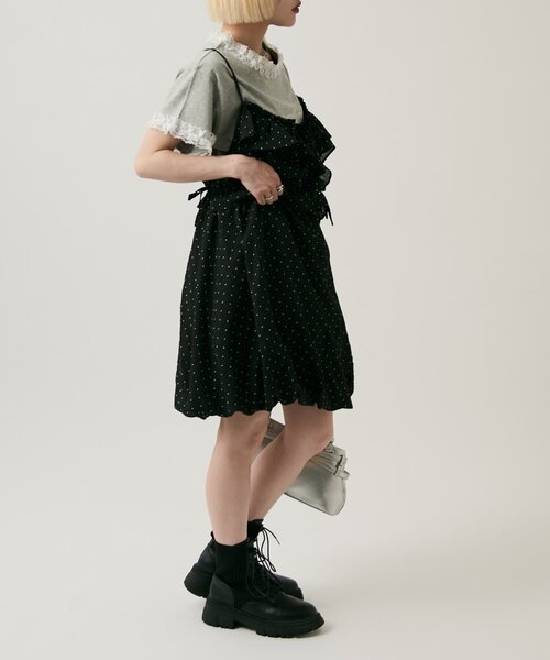 w closet(ダブルクローゼット)の「【無地/ドット柄】【4色展開】バルーンミニキャミワンピース(ワンピース・レディース・イエロー/アイボリー/オフホワイト/ブラック系その他・FREE)」の22枚目の写真