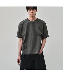 ALYSS（アリス）の「フェイデッドガーメントダイングクロップハーフTシャツ[チャコール]（Tシャツ/カットソー）」