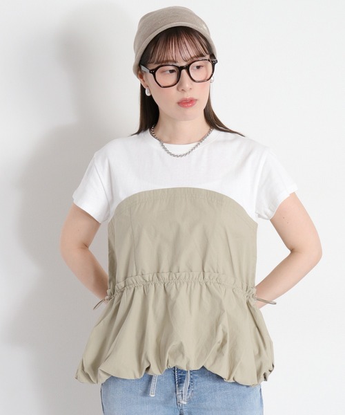 cepo(セポ)の「バルーンビスチェドッキング半袖プルオーバー(Tシャツ/カットソー・レディース・ブラック/ホワイト系その他/オフホワイト・M)」の2枚目の写真