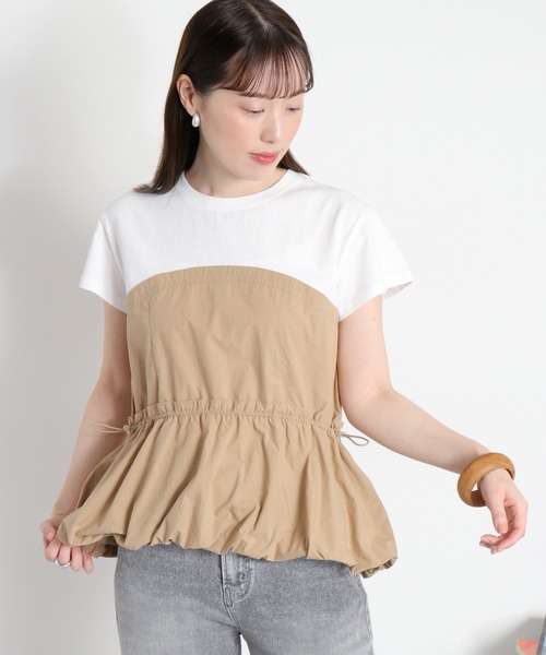 cepo(セポ)の「バルーンビスチェドッキング半袖プルオーバー(Tシャツ/カットソー・レディース・ブラック/ホワイト系その他/オフホワイト・M)」の22枚目の写真