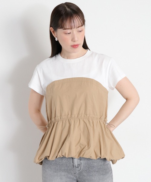 cepo(セポ)の「バルーンビスチェドッキング半袖プルオーバー(Tシャツ/カットソー・レディース・ブラック/ホワイト系その他/オフホワイト・M)」の21枚目の写真
