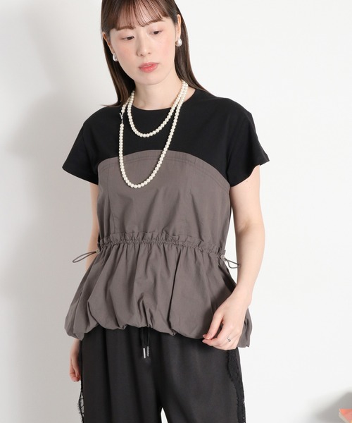 cepo(セポ)の「バルーンビスチェドッキング半袖プルオーバー(Tシャツ/カットソー・レディース・ブラック/ホワイト系その他/オフホワイト・M)」の4枚目の写真