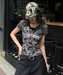 迷彩 / カモフラ ゲームTシャツ 半袖 クロップド丈