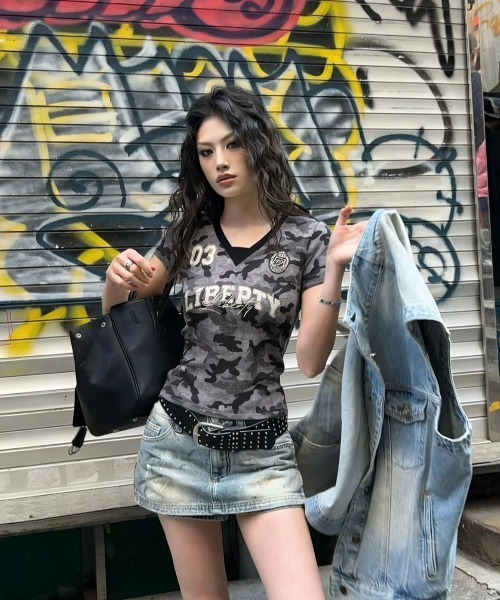 WESTSEA(ウエストシー)の「迷彩 / カモフラ ゲームTシャツ 半袖 クロップド丈(Tシャツ/カットソー・レディース・グリーン系カモフラージュ/グレー系カモフラージュ・FREE)」の10枚目の写真