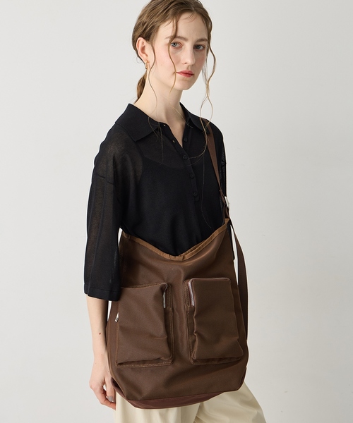 LE SOUK HOLIDAY(ルスークホリデー)の「【CASSELINI】メッシュテープトートバッグ【A4・ノートパソコン・タブレット収納可能】(トートバッグ・レディース・ブラウン/ブラック・フリー)」の2枚目の写真