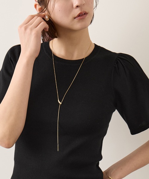 ROPE'(ロペ)の「コットンギャザーフレア半袖プルオーバー/イージーケア(ニット/セーター・レディース・ブラック/ベージュ/オレンジ・FREE)」の2枚目の写真