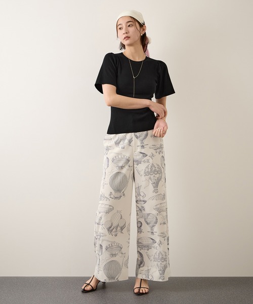 ROPE'(ロペ)の「コットンギャザーフレア半袖プルオーバー/イージーケア(ニット/セーター・レディース・ブラック/ベージュ/オレンジ・FREE)」の8枚目の写真