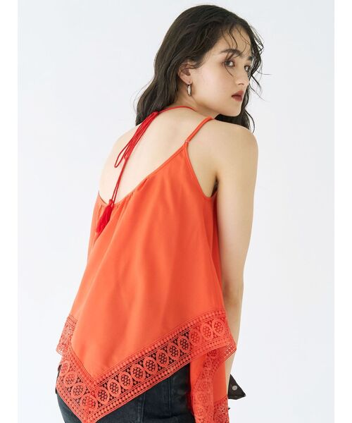 LAGUNAMOON（ラグナムーン）の「レースヘムチュニック 【夏服】 【レイヤードトップス】（キャミソール・レディース・ネイビー/オレンジ/ホワイト・FREE）」の3枚目の写真